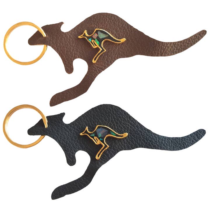 Jacaru Australia - Wholesale Keychain – Unisex - Jacaru 6419 Keyring Kangaroo Shape with Kangaroo opal2
