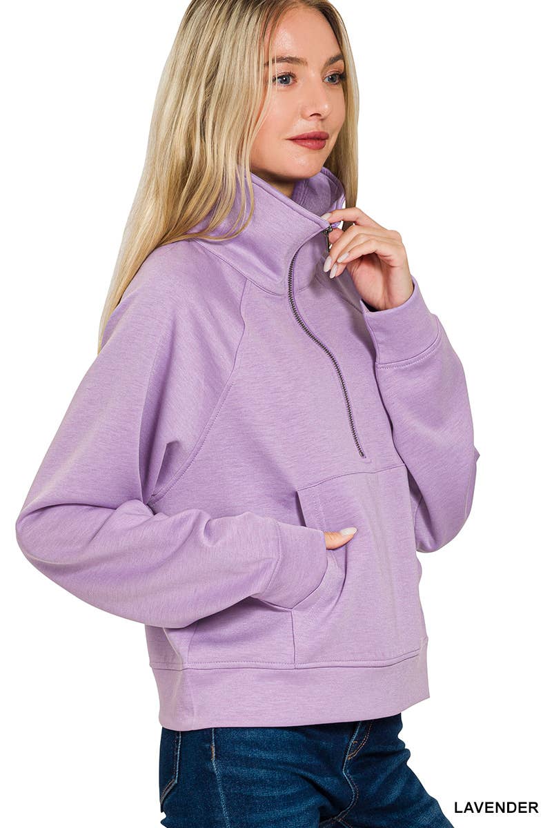 Vanilla Monkey - Wholesale Sweatshirt - Women's - Scuba Half Zip Pullover With Kangaroo Pocket3