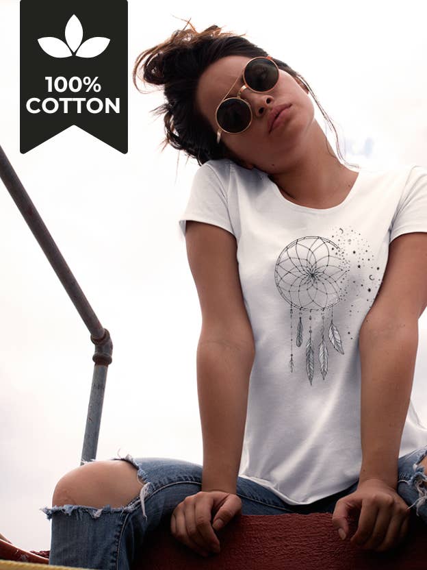 Dream Chaser - 100% Cotton Dreamcatcher Tee Shirt Boho Tee for wholesale by Running With Wolves