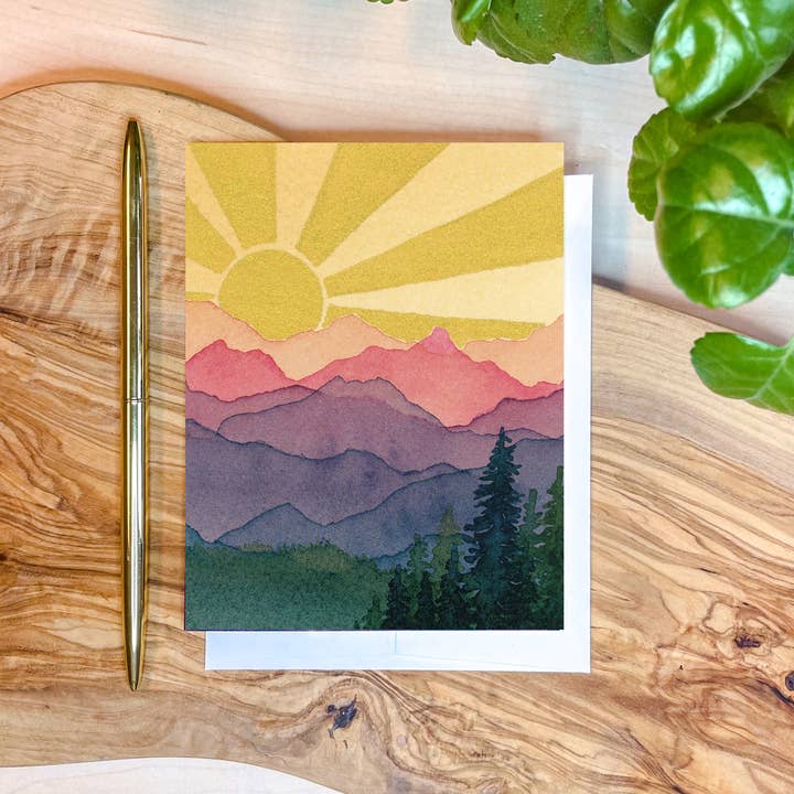 Rainbow Mountain Sunshine – Greeting Card for wholesale by Shelby Thayne Art