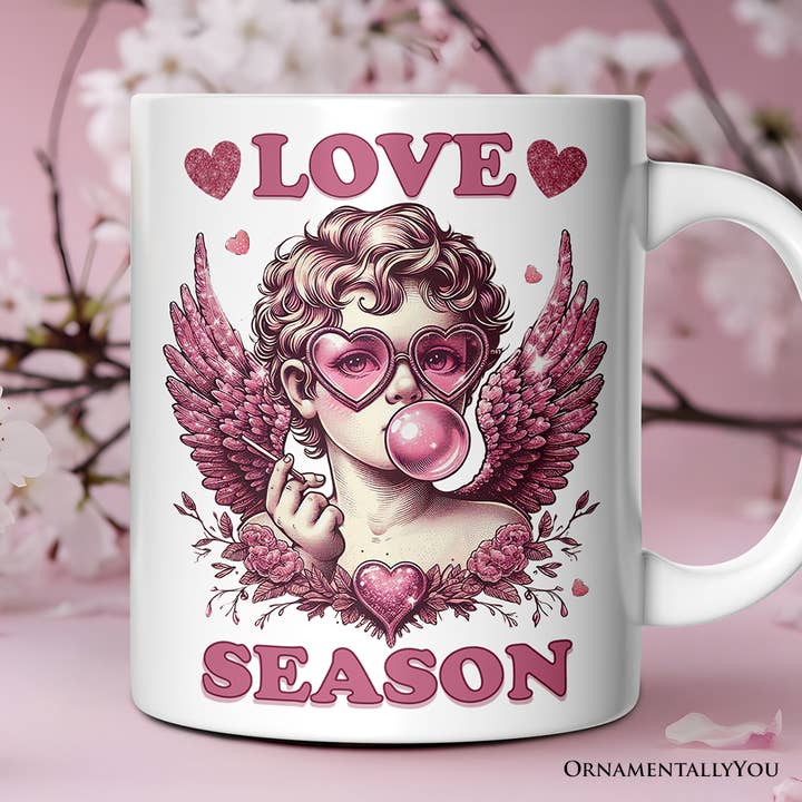 Retro Cupid Valentine Blowing Bubble Mug for wholesale by OrnamentallyYou