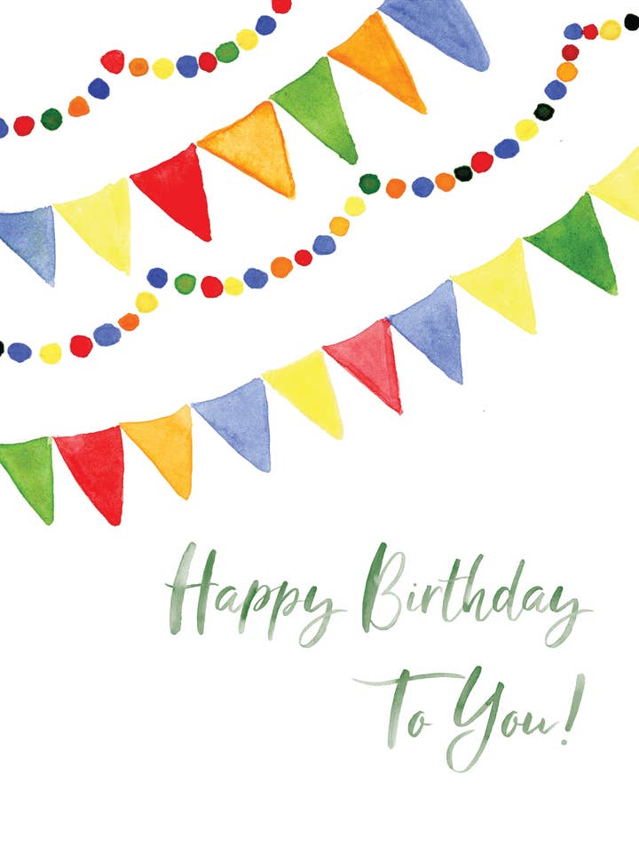 Happy Birthday Flags Greeting Card for wholesale by Dori Boyce Art