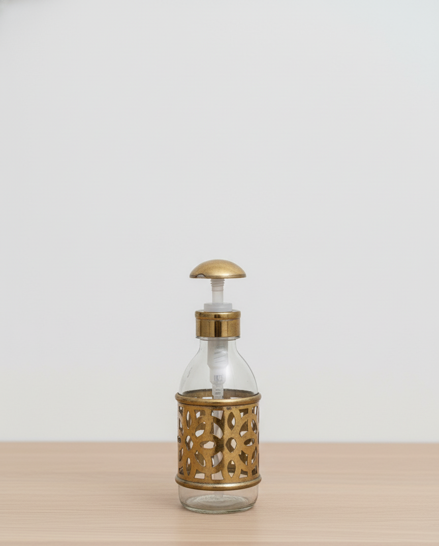 High crafty – wholesale Soap dispenser – Handmade Moroccan Glass Soap Dispenser with Brass Detail 0