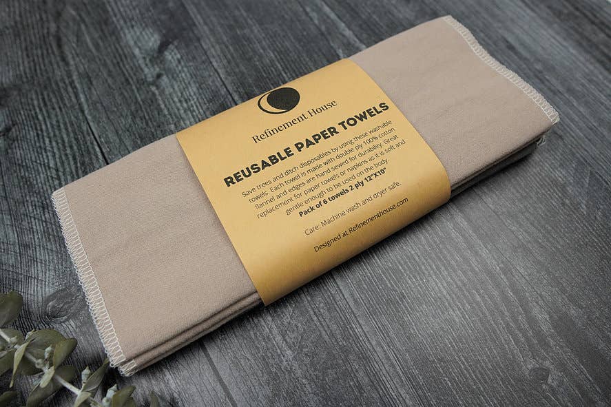 Refinement House – wholesale Middags- och tygservett – Återanvändbara pappershanddukar | Förpackning med 6 | Grå eller Beige2