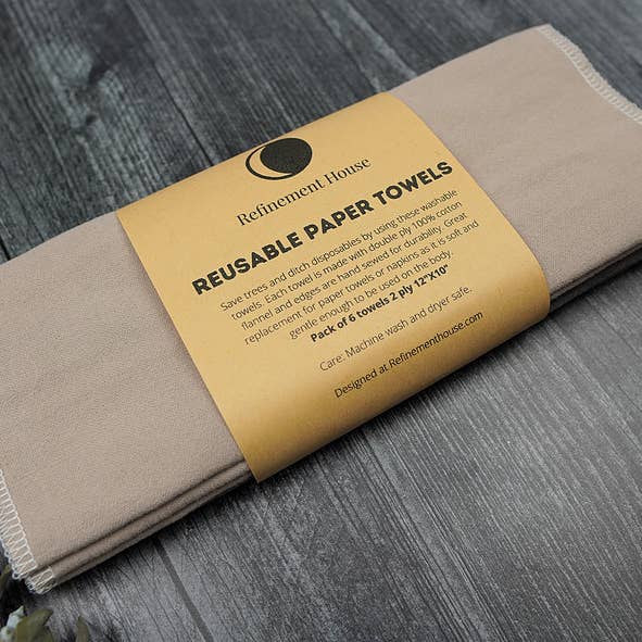Refinement House - Wholesale Dinner & Cloth Napkin - Reusable Paper Towels | Pack of 6 | Gray or Beige2
