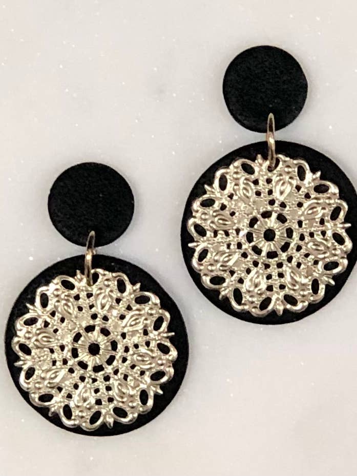 Medallion Dangles/Black for wholesale by Clay and Trinkets