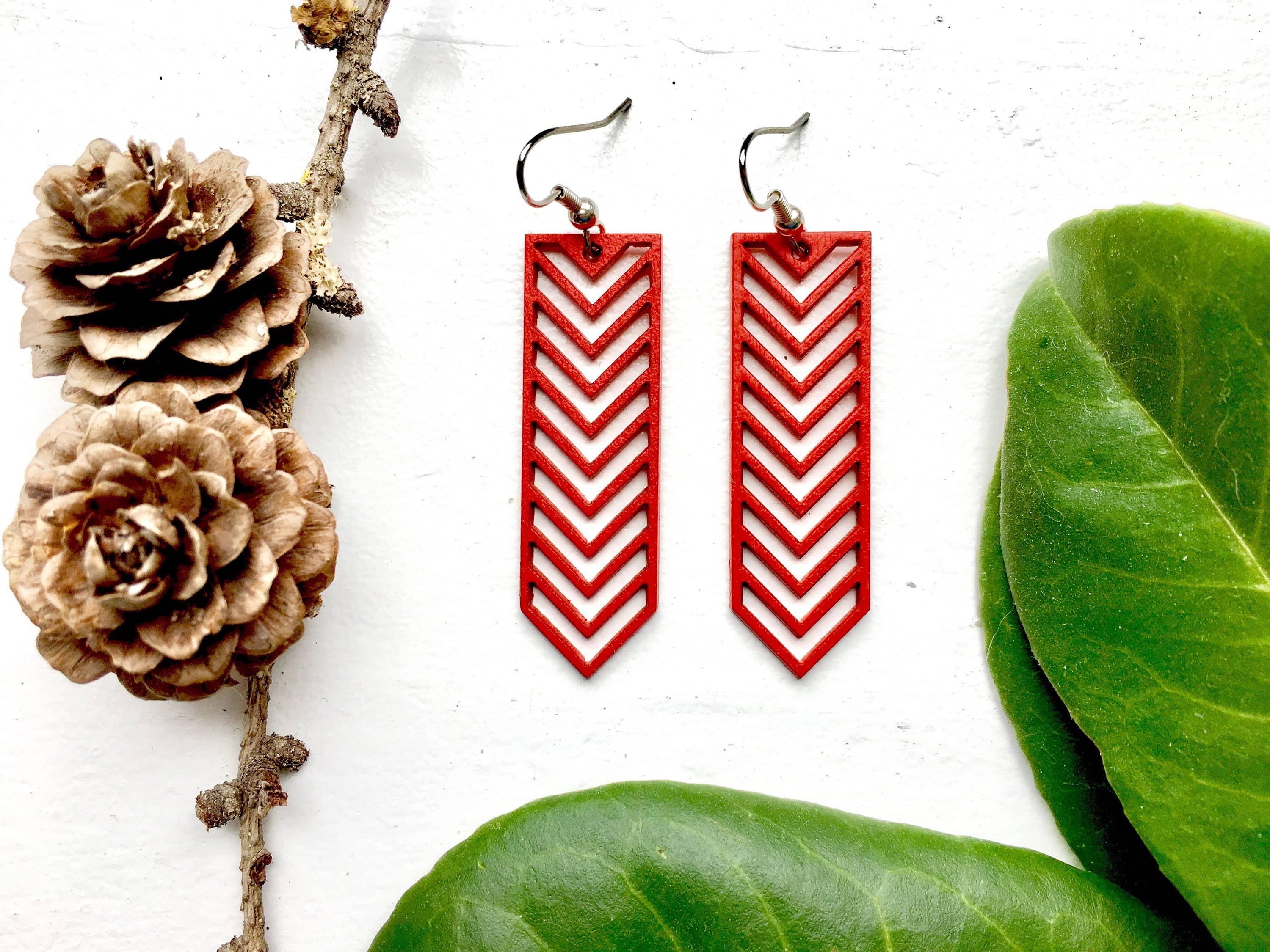 Strips & Stripes - Wholesale Dangle Earrings - MINI TIKKA chevron earrings - laser cut wood earrings2