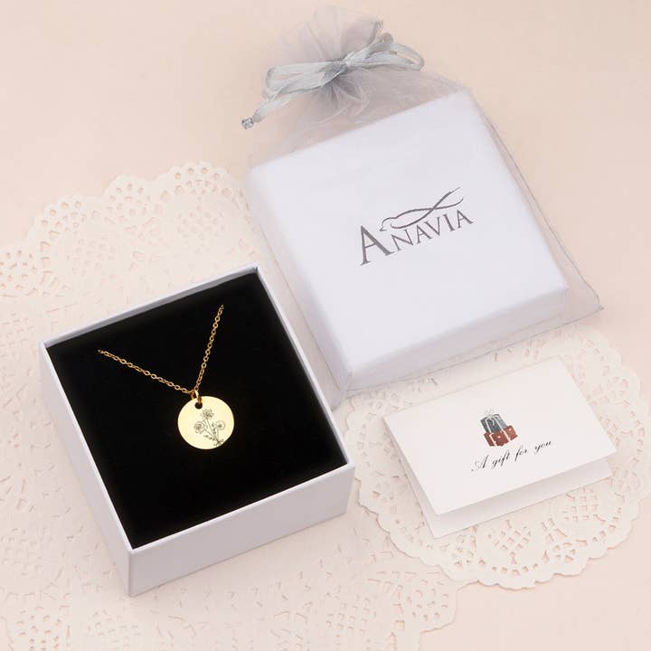 Anavia - Wholesale Pendant/Charm Necklace - Personalized Birth Flower Mother's Day Gift for Mom Jewelry