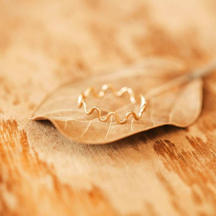 Hello Adorn - Wholesale Band/Stacked Ring - Squiggle Ring | 14kt Gold Fill + Sterling Silver