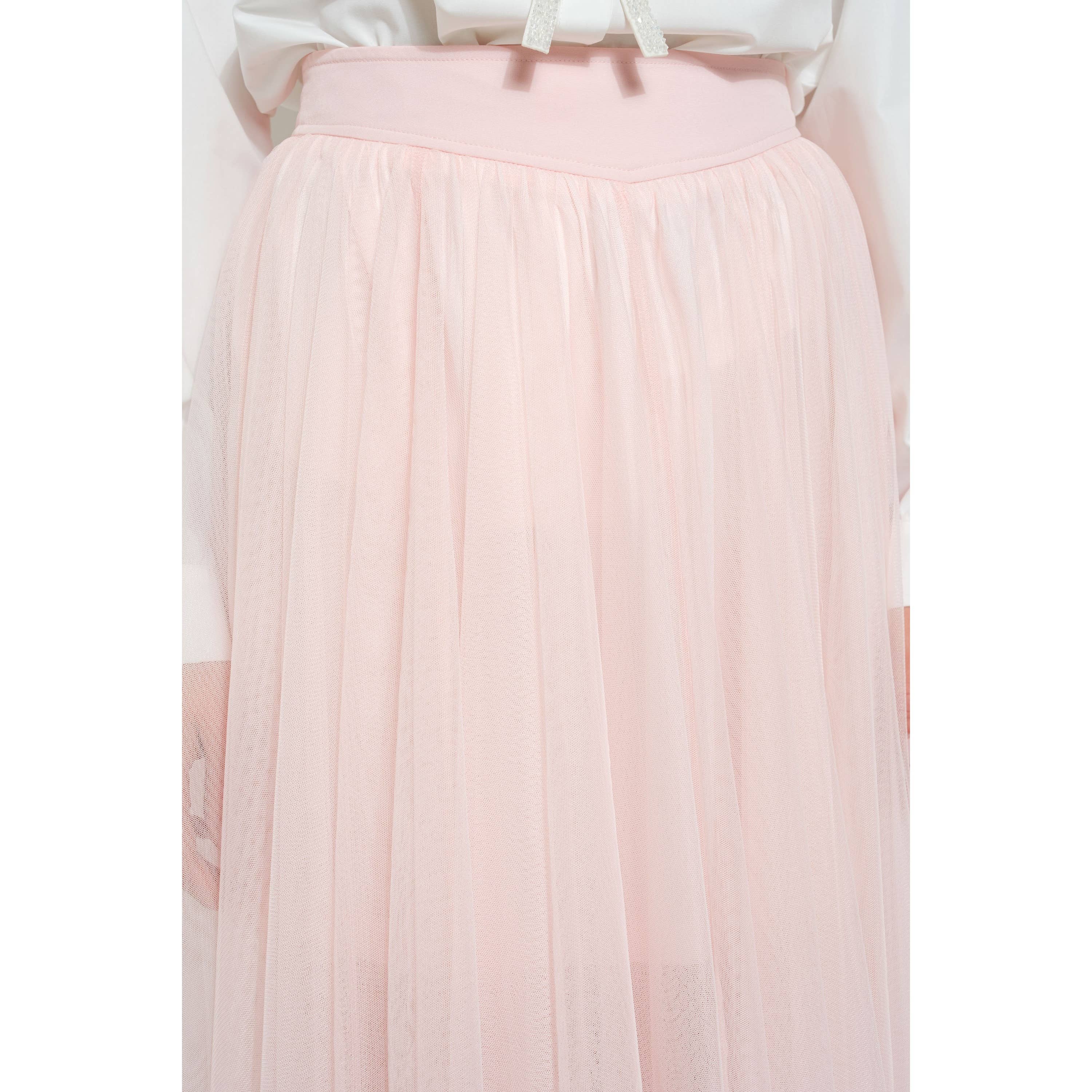 INA - Vendita all'ingrosso Gonna - Donna - Gonna a strati in tulle a vita alta a trapezio trasparente4