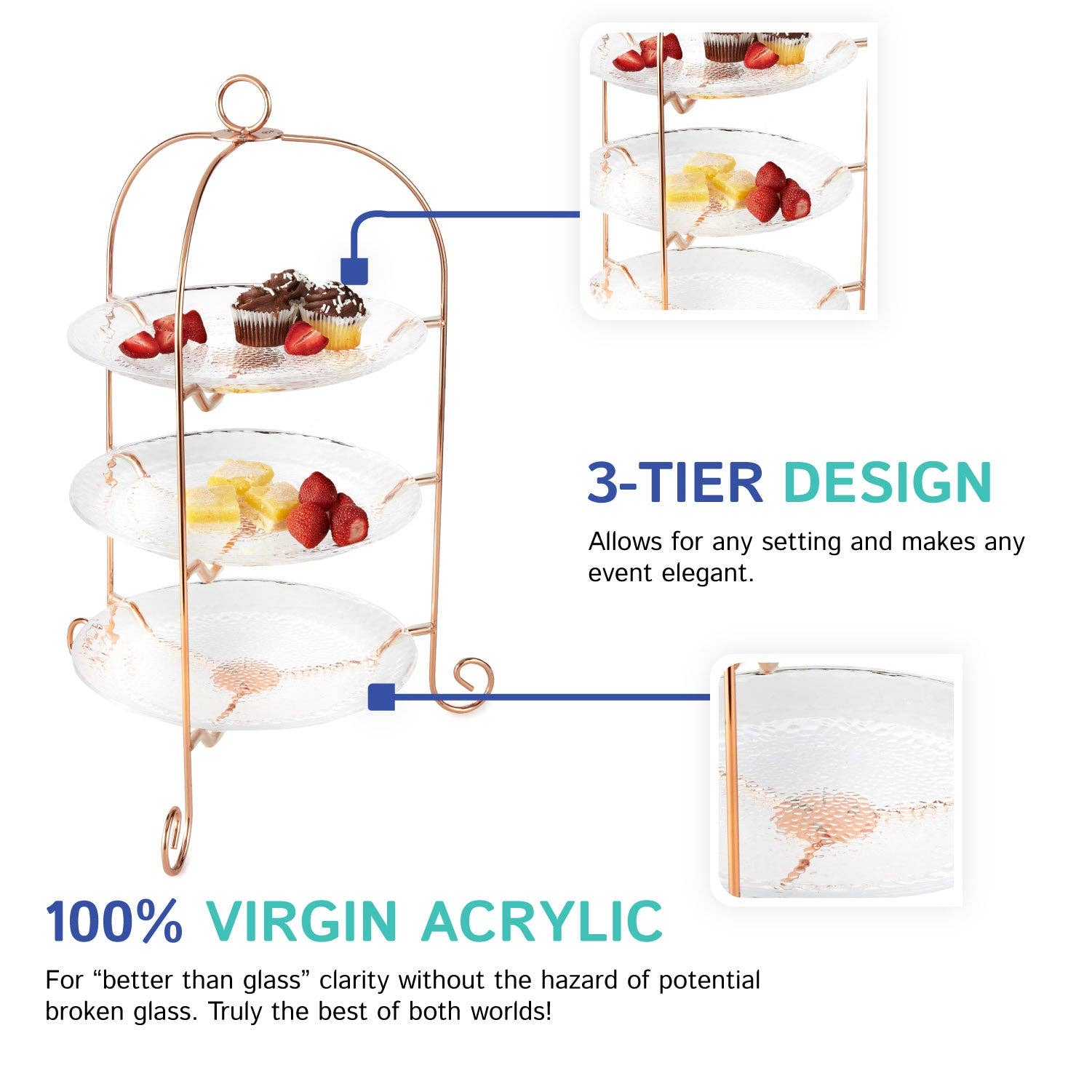 Huang Acrylic - Wholesale Serving Tray - 10" Plate Trio With Metal Stand3