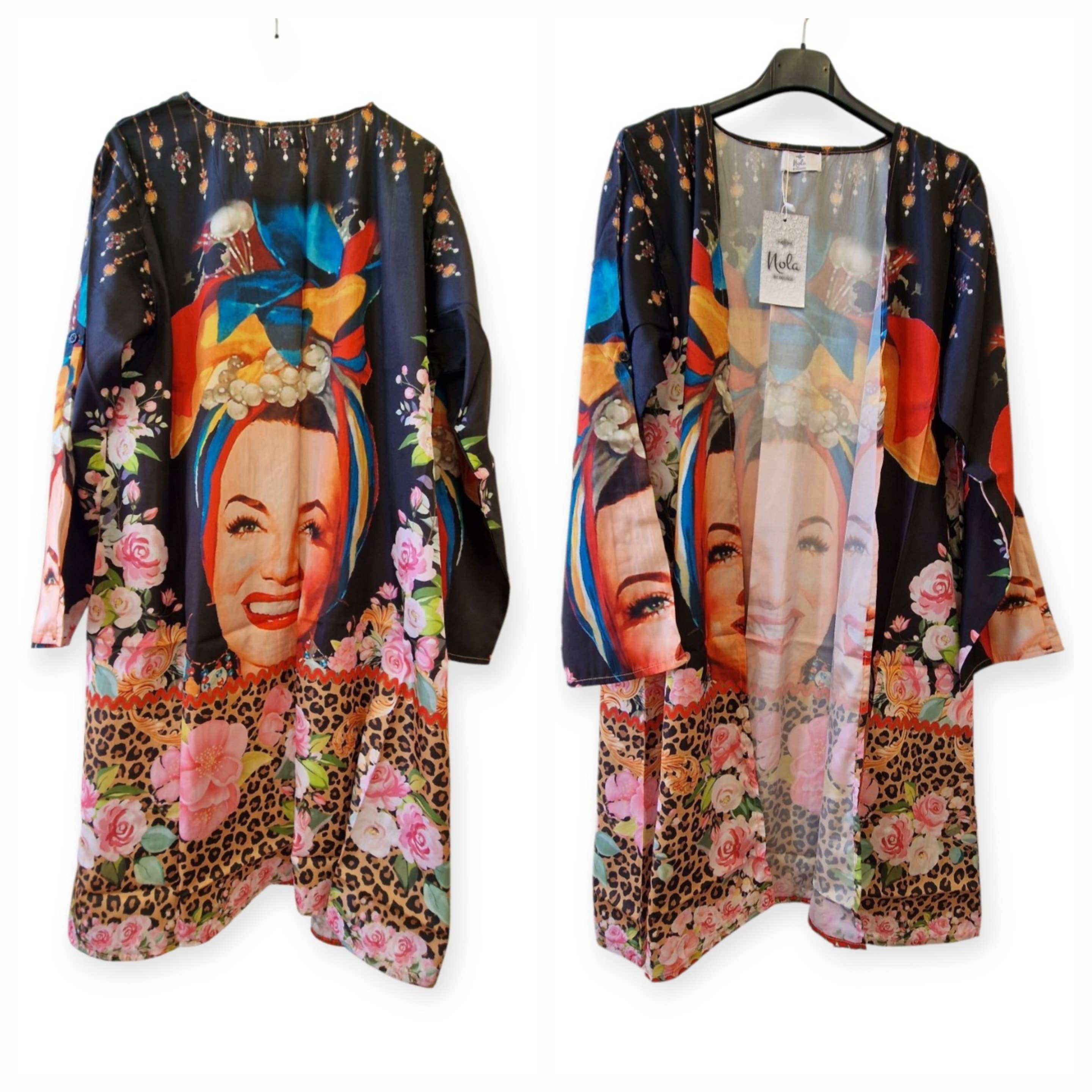 Nola by bijusol - Wholesale Kimono - Dames - 22320-2 Zijde kimono jas Frida Khalo2