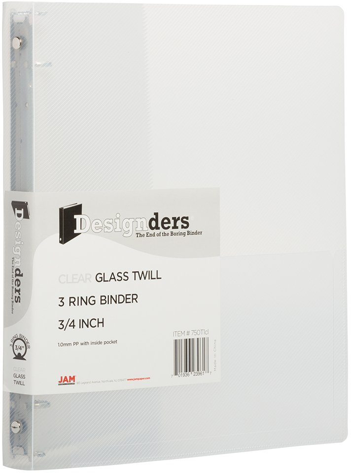 JAM PAPER - Wholesale Binder - JAM Plastic 0.75 inch Binder, Clear 3 Ring Binder, 1/PK0