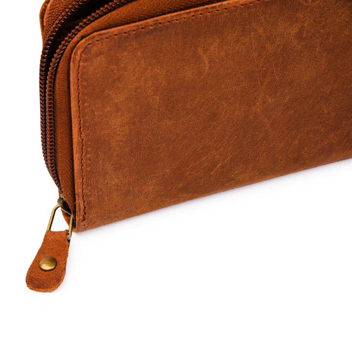 Hides - Wholesale Wallet - Women's - Leather Zip Around Wallet 18 Card Slots10