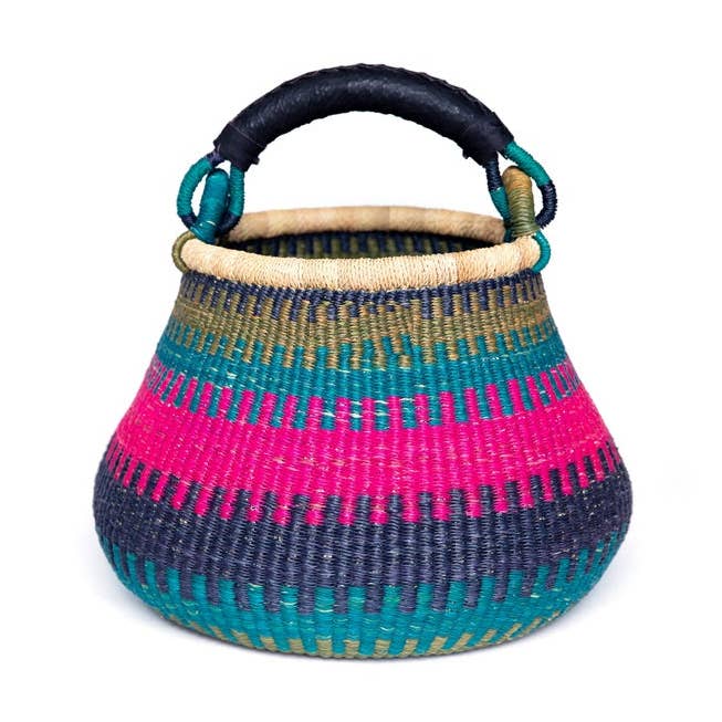 The African Home Goods - Wholesale Basket - Ghana Pot Basket Blue - diameter: 16"-18"; depth: 13"-15"0