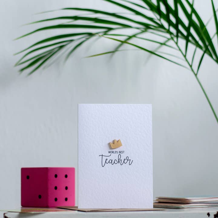 Two Little Hearts - Wholesale Teacher/Back-to-School Card - Luxury Acrylic Teachers Card World's Best Teacher Crown3