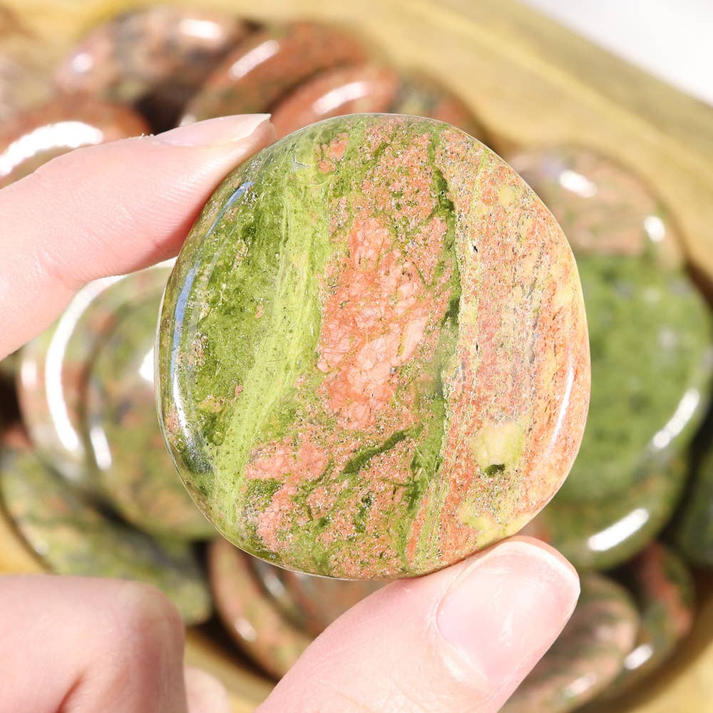 Natures Artifacts Inc - Wholesale Spiritual Stone/Crystal - Unakite Worry Stone - Unakite Thumb Stones3