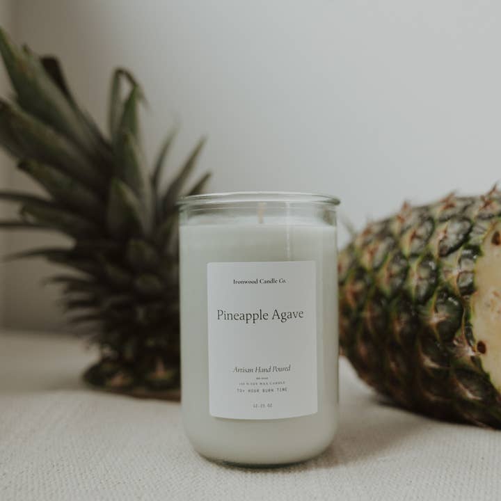 Ironwood Candle Co. - Wholesale Jar/Filled Candle - PINEAPPLE AGAVE SOY CANDLES2
