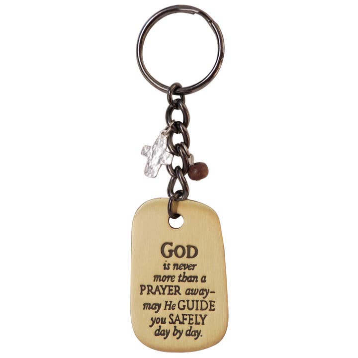 God is Never More Than A Prayer Away Key Ring for wholesale by Abbey + CA Gift