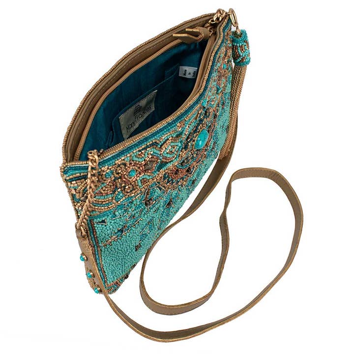 Mary Frances Accessories - Wholesale Crossbody Bag - Women's - New Day Beaded Mosaic Themed Crossbody Leather Handbag