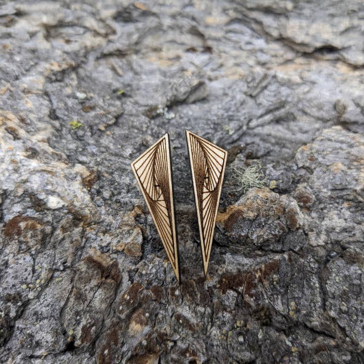 The Forest and Forge - Wholesale Stud/Post Earrings - Etched Triangle Wood Stud Earrings1