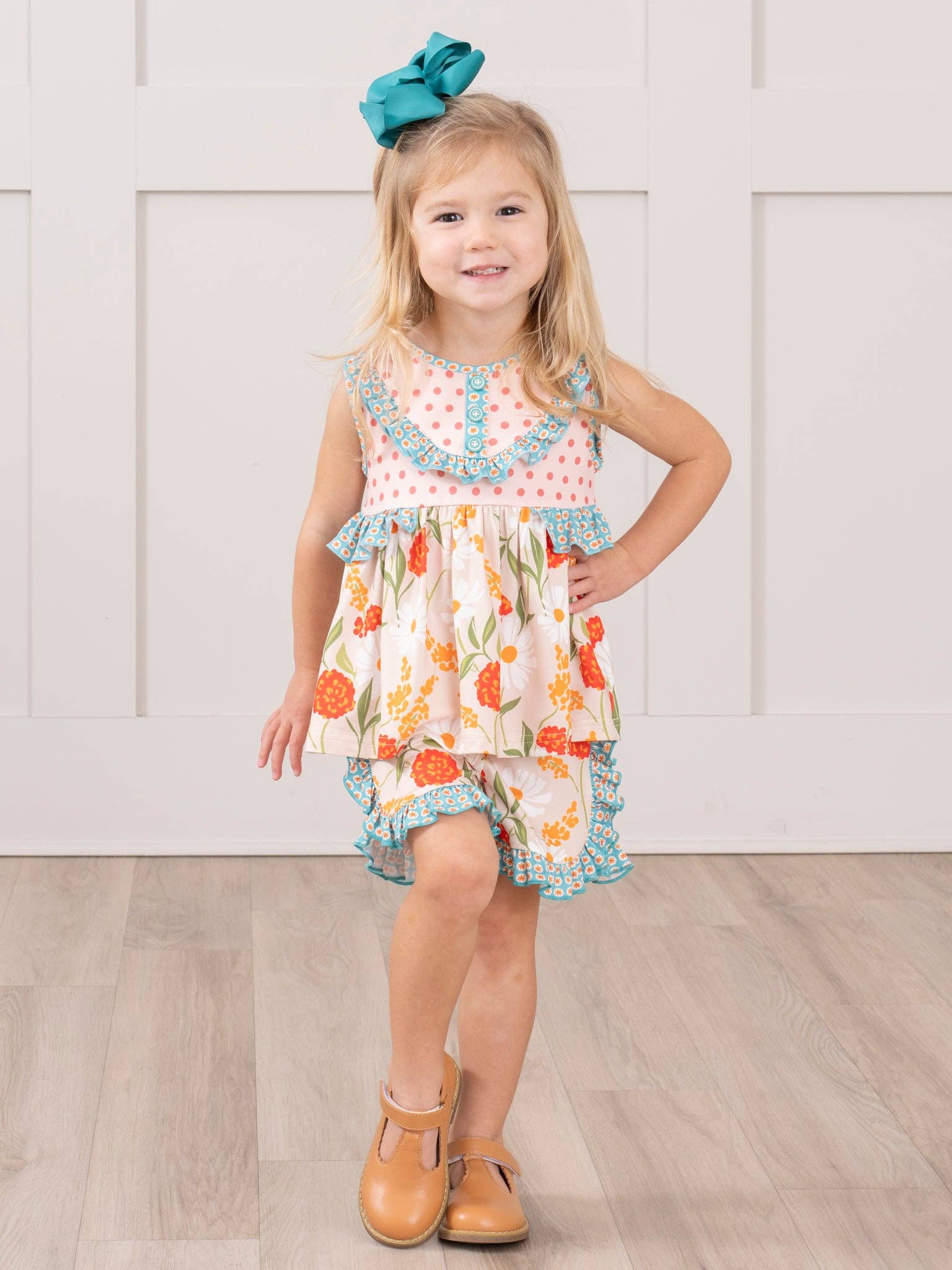 Marie Nicole Clothing - Wholesale Top & Short Set - Kids - Daisy Janes Ruffle Trim Outfit0