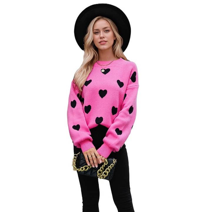 UZ Wholesale Store - Wholesale Knit Sweater - Women's - Oversized Love Jacquard Sweater