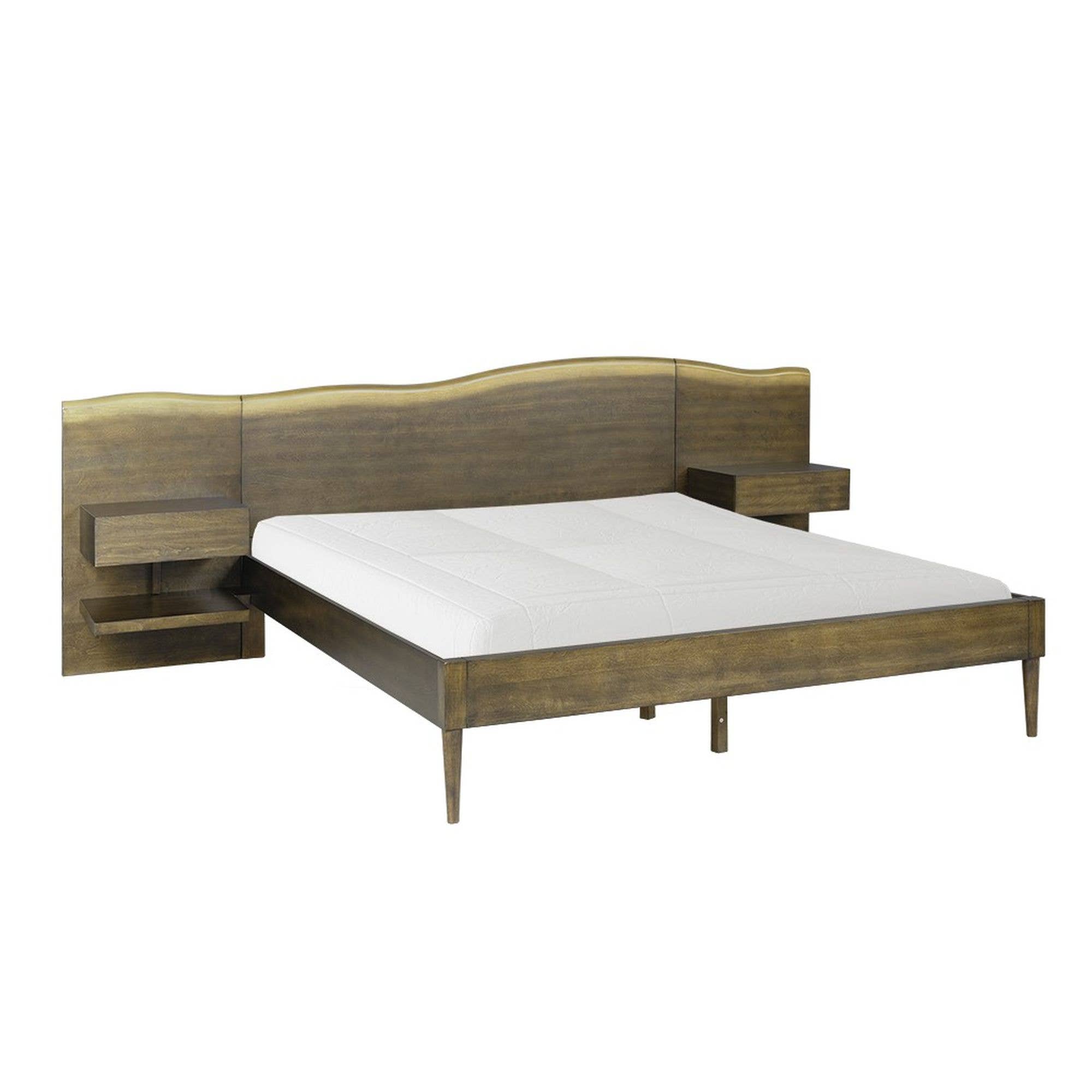 Olliix - Wholesale Bed - Live-Edge Headboard Queen Platform Bed Frame w/ Nightstand *6