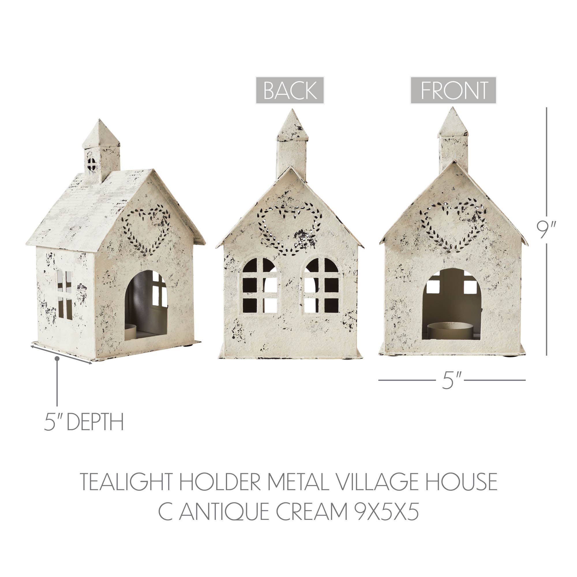VHC Brands - Wholesale Candle Holder - Tealight Holder Metal Village House C Antique Cream 9x5x54