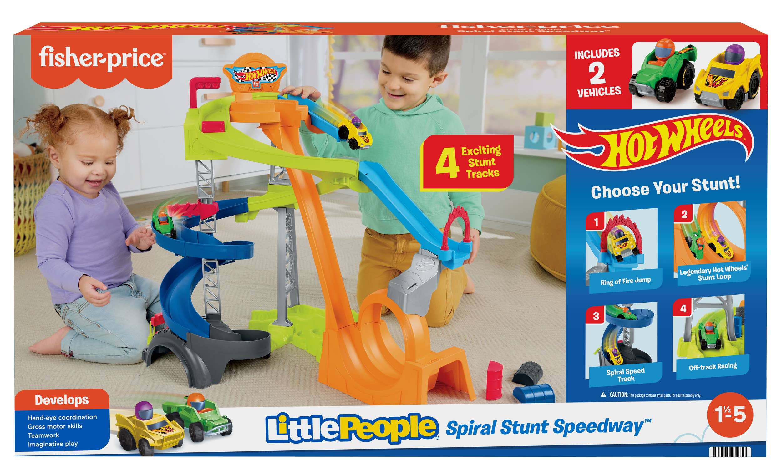 Variety Distributors - Wholesale Toy Set - Kids - Little People Hot Wheels Spiral Stunt Speedway Playset1