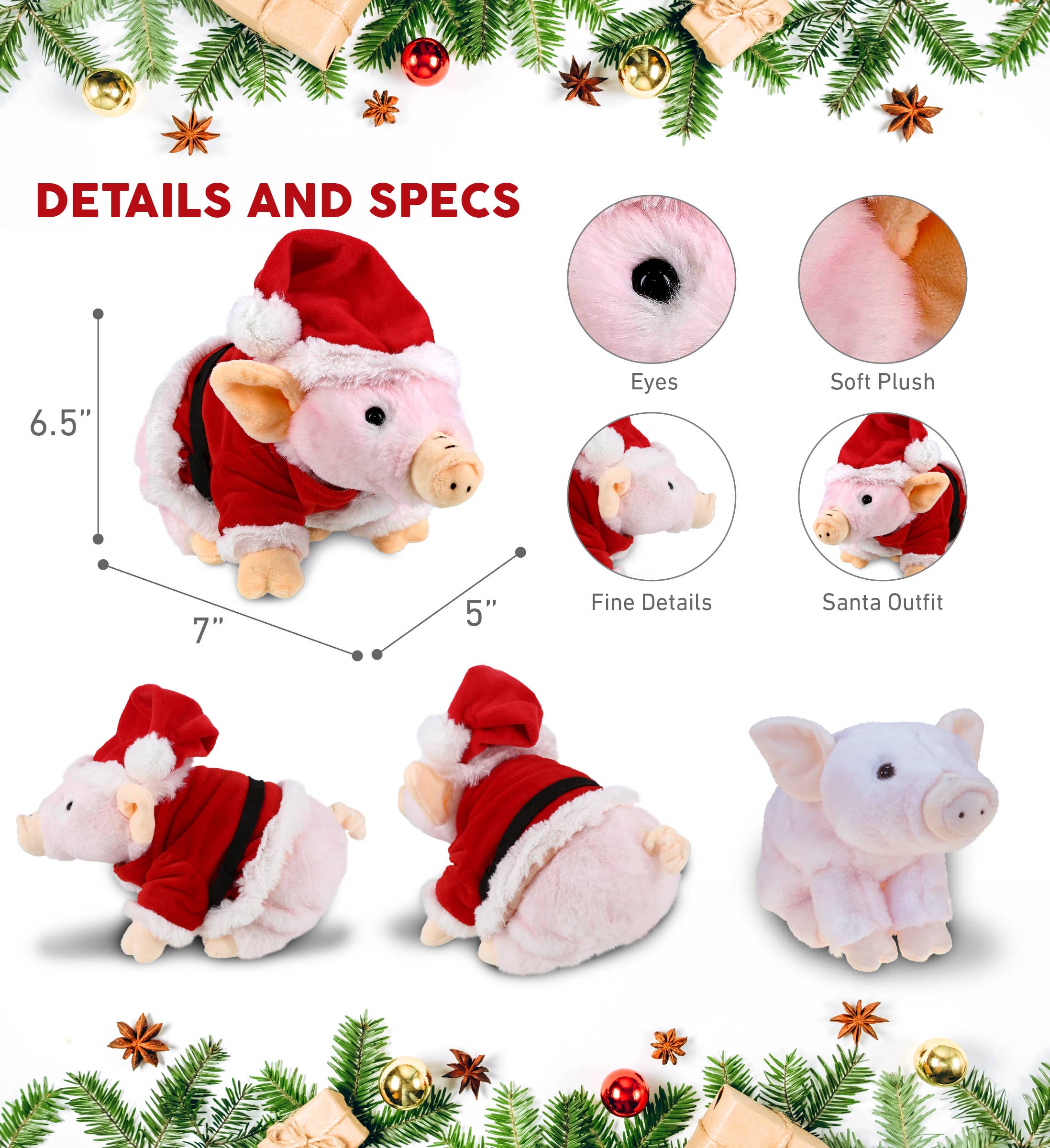 Cota Global - Vendita all'ingrosso Peluche - Bambini e neonati - Babbo Natale di Peluche - Peluche Super Morbido - Maialino Accovacciato2
