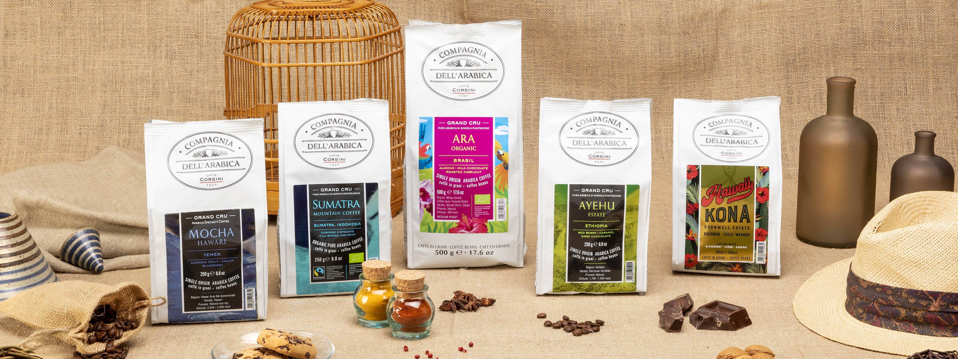Caffè Corsini - Wholesale Coffee Beans - Coffee bean set | Sumatra, Ethiopia, Ara |3x500g each1