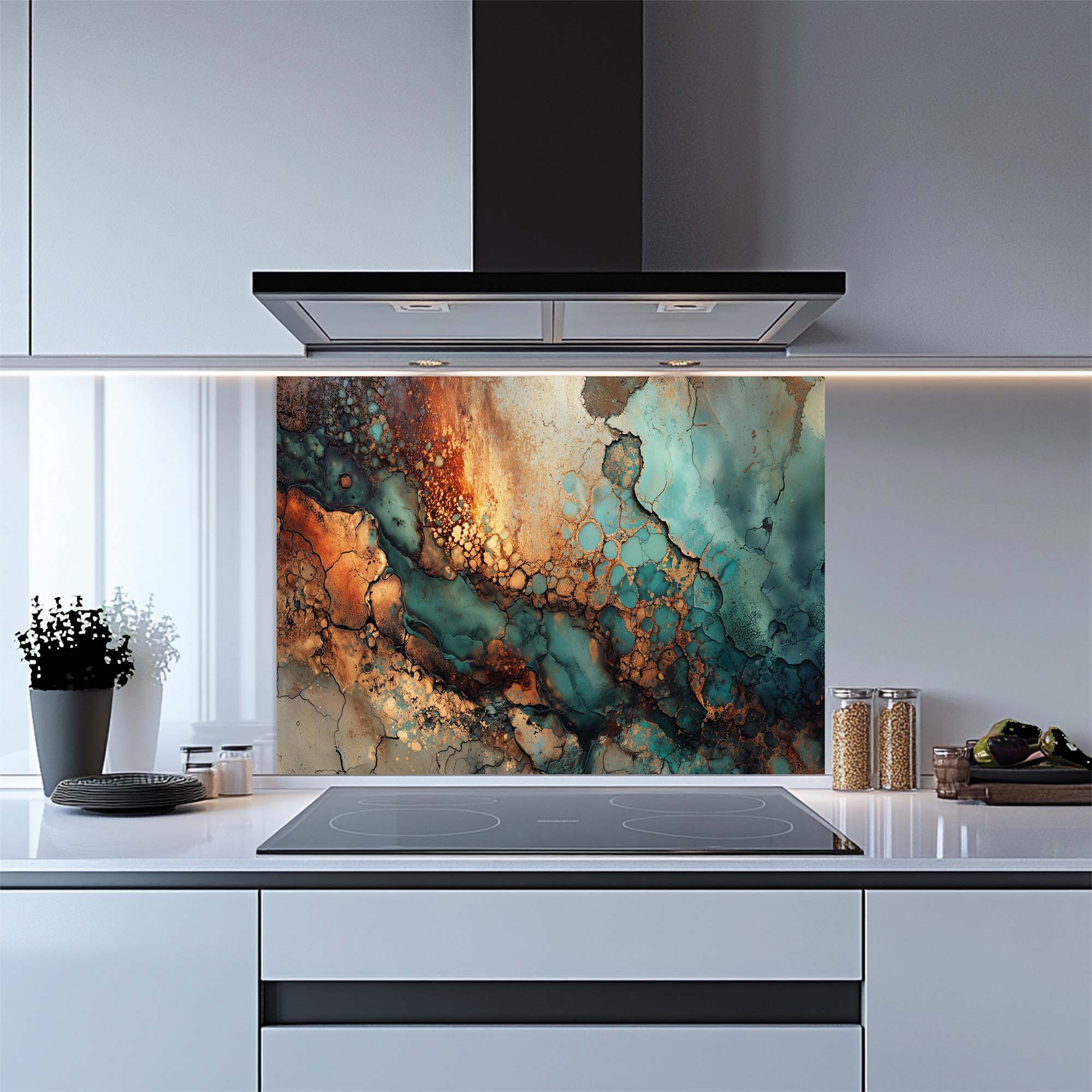 Glass Kitchen Backsplash - Venta al por mayor Papel pintado 3D - Cobre Actual – Salpicadero de Vidrio Templado para Cocina | Salpicadero con Aspecto de Cobre7