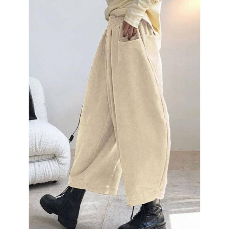 Sheer Trend - Wholesale Pants - Women's - Harem Pants Wide Leg Elasticity Solid Color Split-Joint Pants Trousers13