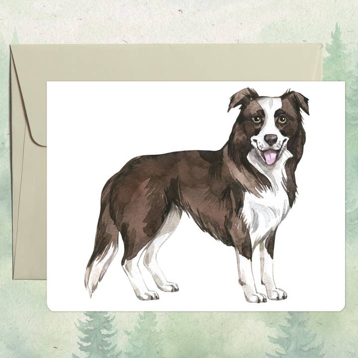 Carte de vœux faite main avec un Border Collie. pour la vente par Soul Familiar