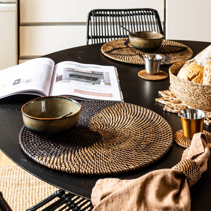 Tiseco - Wholesale Placemat - Placemat RATTAN - Round - Dia 36 cm, black4