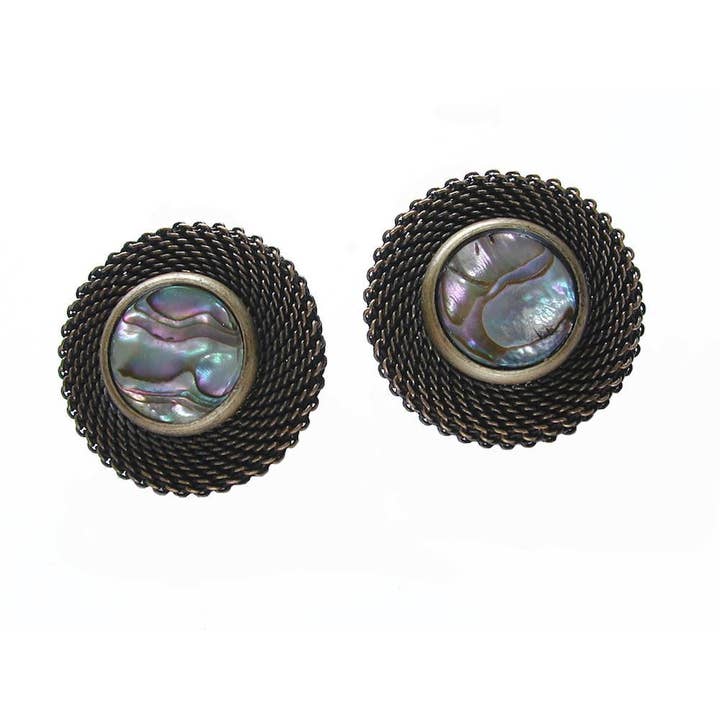 Circle Mesh and Stone Earrings for wholesale by Erica Zap Designs
