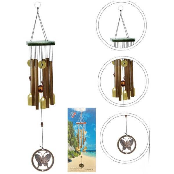 BF Blue Sky Creations - 21" ButterFly Alloy Windchime - Pack for wholesale by St. Louis Wholesale LLC