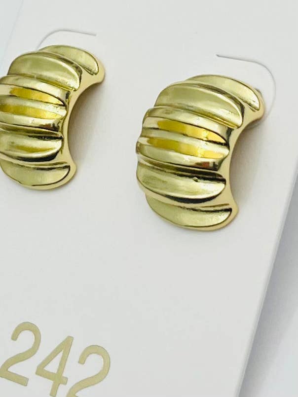 CHIC - Rippled Half Hoop (gold) ER754 for wholesale by TWO FORTY TWO