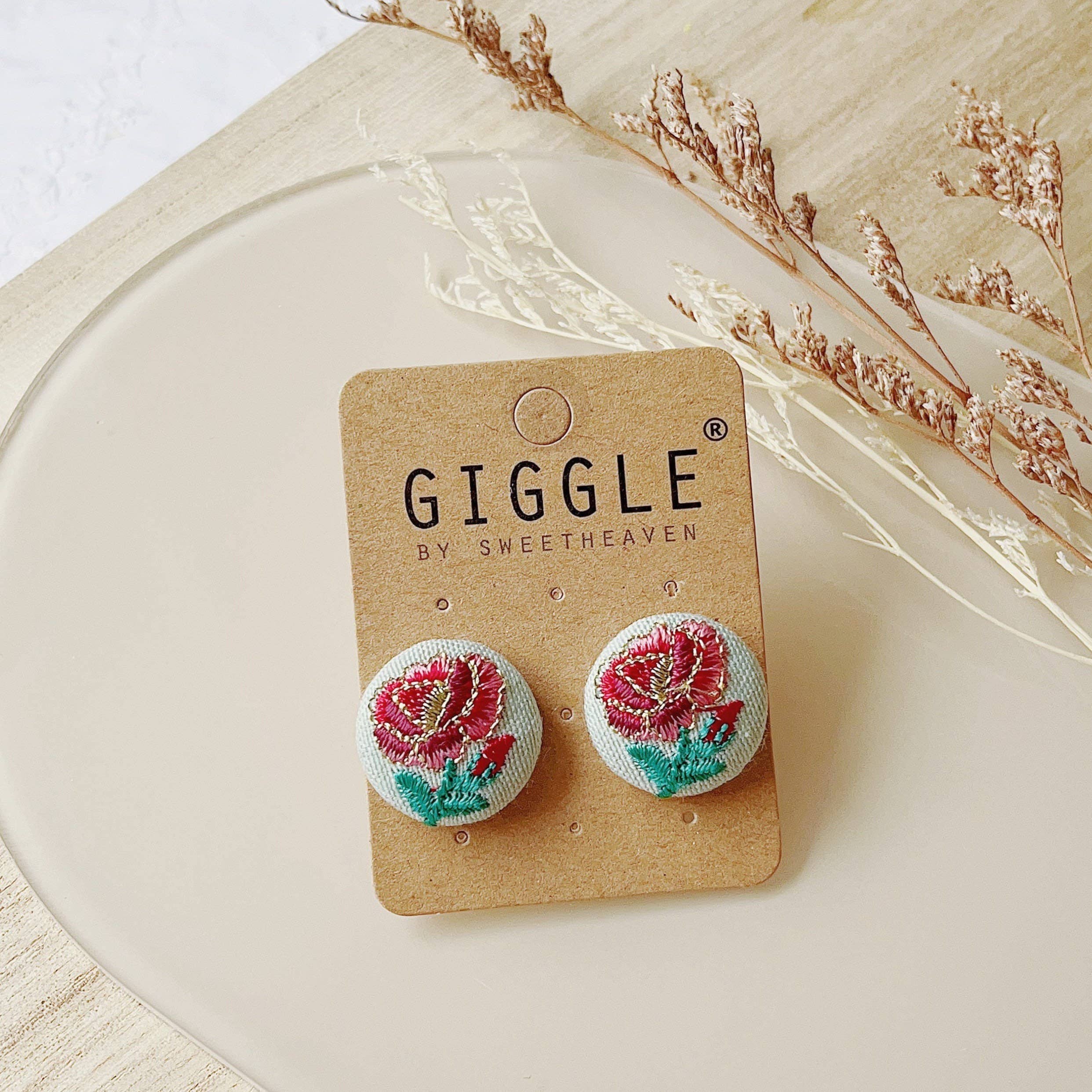 Giggle with Love - Wholesale Stud/Post Earrings - Embroidery Stud Earring| Handmade Embroidered Gift| Fruit Earrings Gift|Small Pear Embroidery Studs|Gift for Girlfriend|Mother Day Gift9