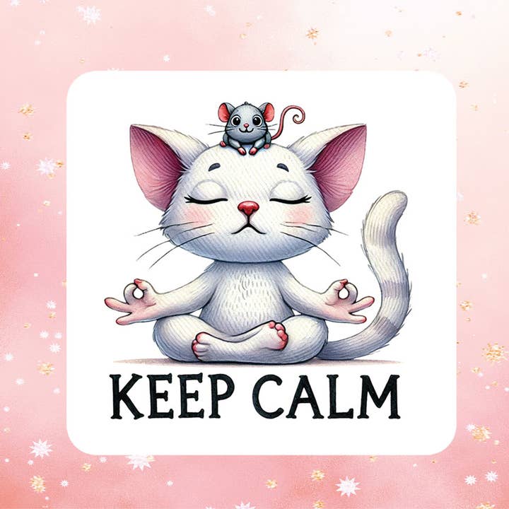 Keep Calm Cat Mouse Vinyl Stickers Namaste for wholesale by London Luxury Candles