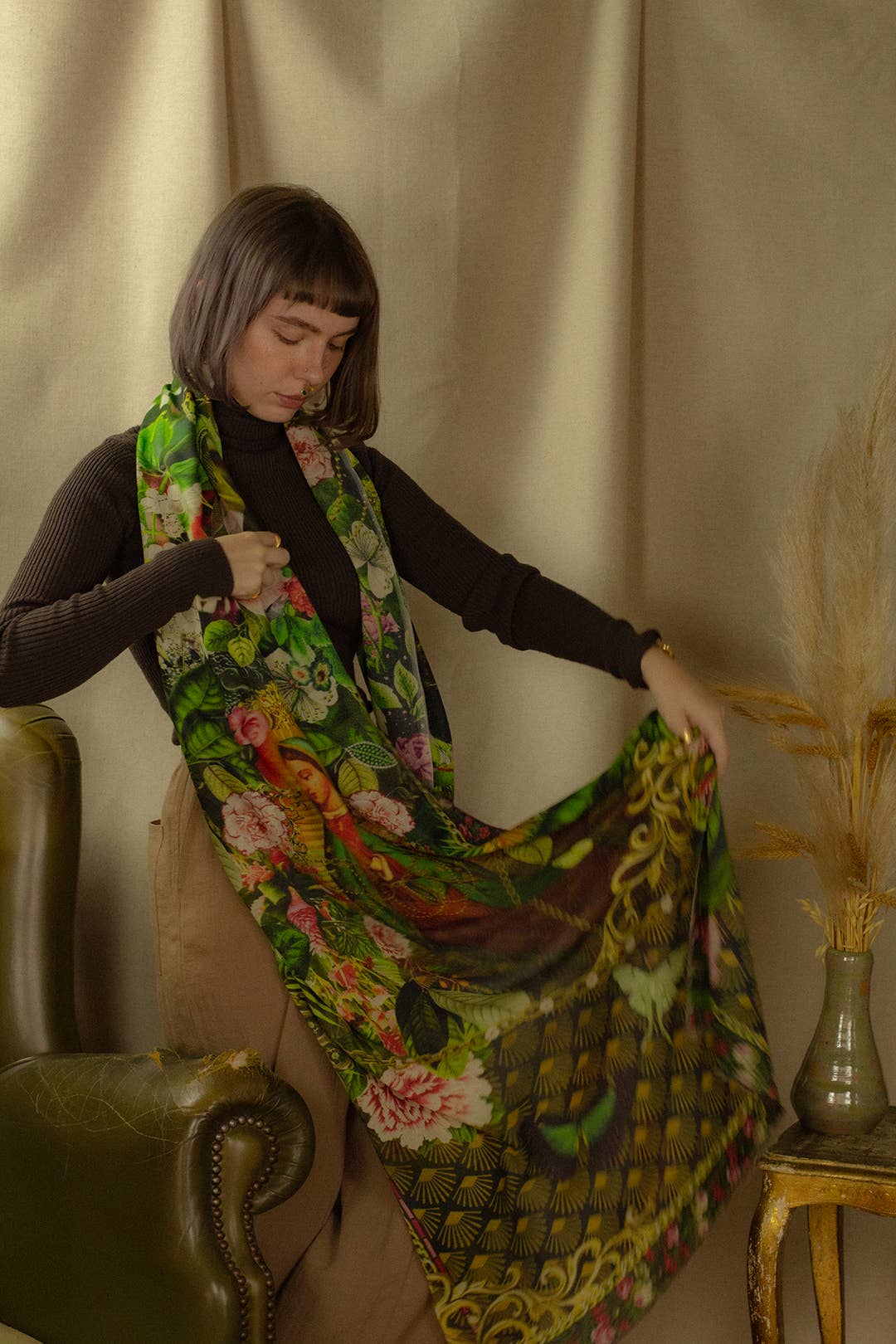 BROKANTE – wholesale Halsduk - Dam – Stor kashmirsjal 200x70cm, tryck MARIE5