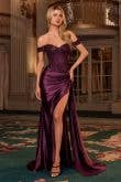 Tux-USA® - Wholesale Gown - Women's - Off The Shoulder Lace & Satin Fitted Gown6