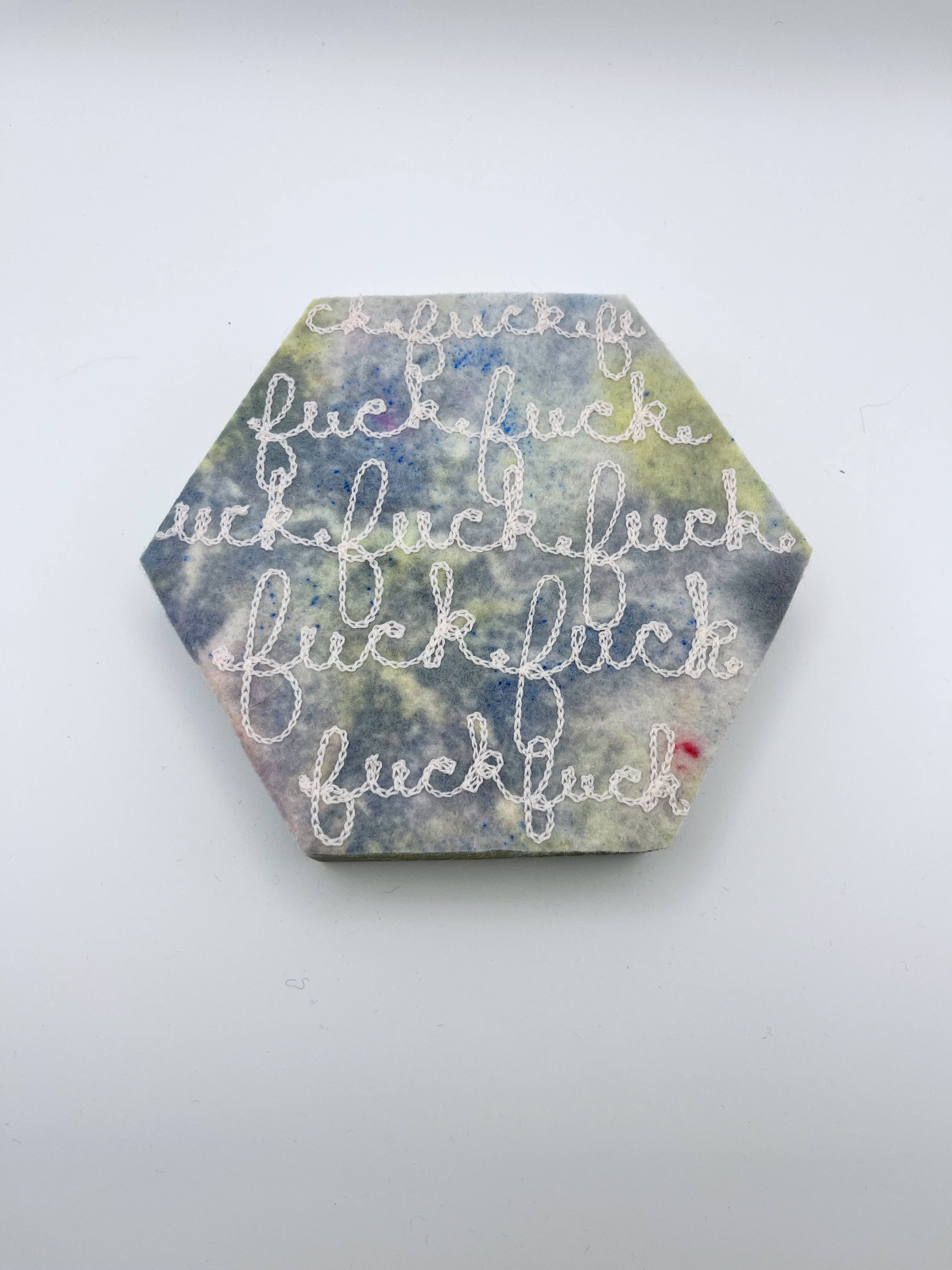 Cat Babbie - Wholesale Wall Accent - Fuck, Fuck, Repeat Hexagon Fiber Art2