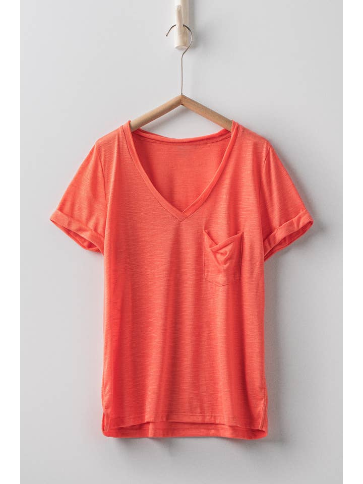 Urban Daizy - Wholesale T-Shirt - Women's - Rolled Sleeve V-Neck Pocket Tee42