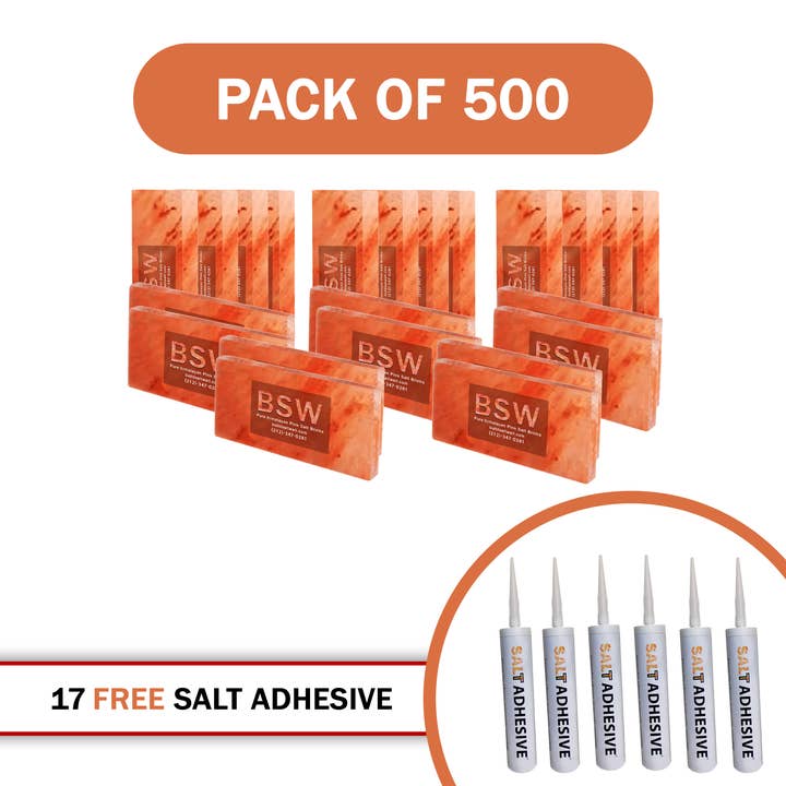 Himalayan Pink Salt Tiles - Pack of 500 With 17 Free Salt Adhesive for wholesale by Build Salt Wall