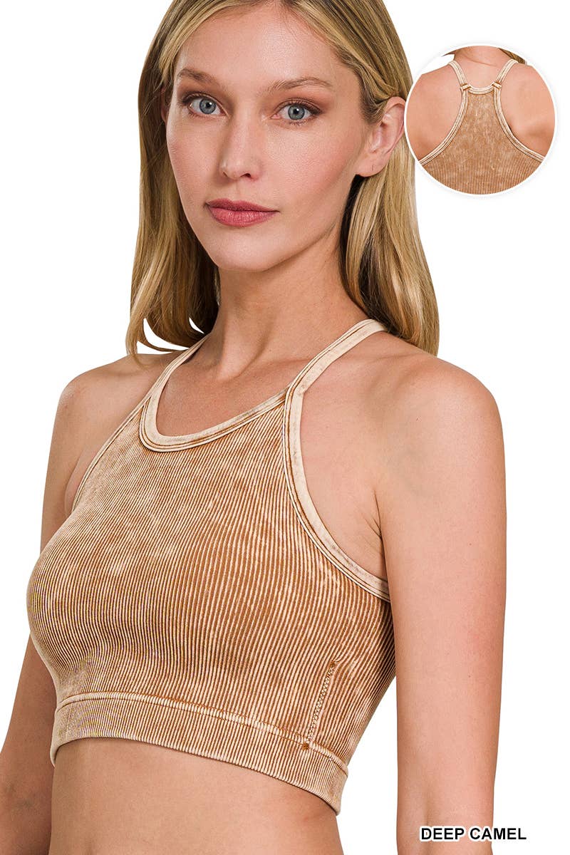 42POPS - Wholesale Tank Top - Women's - `.Washed Seamless Halter Crop Tank20