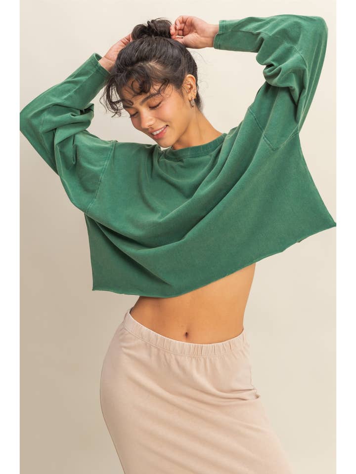 Washed Oversized Long Sleeve Top for wholesale by HYFVE