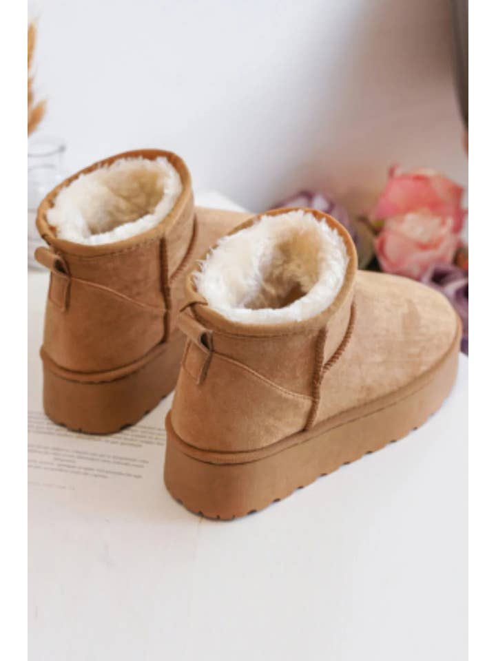 CAMEL KIDS FAUX FUR FLUFFY CLASSIC ANKLE BOOTS IN 31-36 SIZES for wholesale on Faire