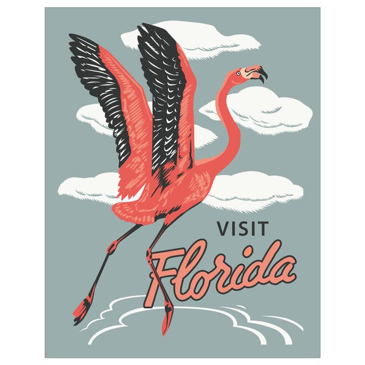 5" x 7 Visit Florida Pink Flamingo Greeting Card for wholesale by Fridgedoor
